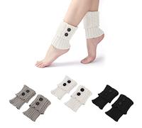 3 paires de jambes garder au chaud chaussettes, accessoires de vêtements, protège-jambes tricotés, couvre-jambes avec boutons décontractés, pour les activités de plein air et les repas de plein air