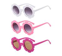 3 paires de lunettes de soleil à fleurs, jolies lunettes de soleil pour enfants, protection UV, lunettes en forme de bébé, lunettes de soleil à disque, adaptées au parasol d'extérieur pour bébés