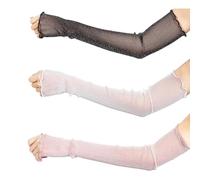 3 Paires Femmes Longs Ultra Minces Dentelle Manchettes Respirant Bras Manches Couvre-Bras Élastique Protection UV De Refroidissement Solaire
