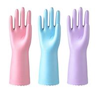 3 Paires Gants de Nettoyage, Gants de Vaisselle Avec Doublure en Coton Floqué, Réutilisables, Imperméables et Antidérapants,pour la Cuisine et la Lessive(Taille M)
