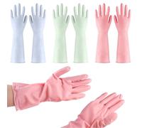 3 Paires Gants de Vaisselle, Gants de Nettoyage de Cuisine Réutilisables, Gants de Ménage Parfumés, Gant en Caoutchouc Imperméables et Antidérapants, pour Le Nettoyage de La Cuisine, La Lessive