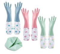 3 Paires Gants Menage,Gants Vaisselle en Caoutchouc-46cm,Longs Gant Nettoyage,Gant Menage Imperméables pour la Cuisine,la Salle de Bain,la Lessive,le Jardinage-3 Couleurs