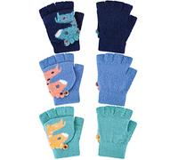3 Paires Gants sans Doigts à Rabat Mitaines Convertibles en Tricot Demi-Doigts Enfants, 6-10 Ans (Bleu Marine, Bleu, Vert)