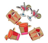 3 Paires Petits Boutons de Manchette Boissons en Alliage, Lot | Formes Glace, Jus et Cocktail, Style Unique pour Hommes et Femmes, Fêtes et Occasions Formelles