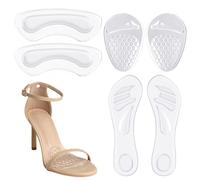 3 Paires Semelles Gel pour Chaussures - Kit Complet Protection Pieds : Coussinet Avant Pied, Protection Talon Antidérapant et Coussinet Plantaire pour Soulager la Douleur, Transparent, Femme