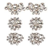 3 Paires Strass Cristal Pinces à Chaussures En Alliage, Femmes Talon Haut Strass Mariage Clips, Brillant Chaussure Agrafes, Amovible, Motif En Cristal, pour Les Souliers De Mariée, Chapeaux, Sacs Main