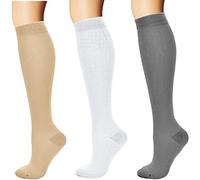 3 paires unisexe Chaussette de Contention Bas de Contention Chaussettes de Compression, pour Sportive, Cyclisme, Voyage en Avion et Grossesse de maternité