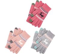 3 Pairs Of Women's Winter Knitted Gloves, Touch Screen Gloves, Women's Warm Winter Gloves For Skiing, Cycling, Driving, Outdoor Sport, One Size, Multicolored, One Size
