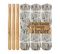 3 Palo Santo et 3 Sauge Blanche Purification à brûler Encens Naturel sans Additifs Bâton 10cm Rituel Méditation Yoga Nettoyage Énergétique Relaxation Bien Être Spirituel