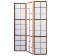 3 pan diviseur de pièce écran Pliant - Bois diviseur Shoji en Riz Brun Blanc