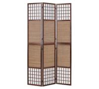3 pan Diviseur de pièce paravent Taille spéciale 2 m de Hauteur - Bois diviseur Shoji avec Bambou au Riz Brun Blanc
