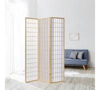 3 Pan Paravent Séparateur Interieur Cloison Bois Naturelle Diviseur Homestyle4u