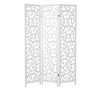 3 pan Pliant partition de diviseur de Chambre Bois paravent écran confidentialité Blanc