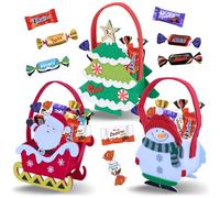 3 Paniers de Noël garnis de 20 bonbons au chocolat Célébrations, Milka, Kinder Schokobons et Mini Bueno, Daim | A Offrir à Noël