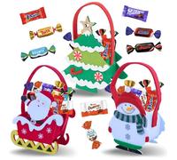 3 Paniers de Noël garnis de 20 Mini-Chocolats Célébrations, Milka, Kinder Schokobons et Mini Bueno, Daim | A Offrir à Noël