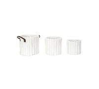 3 paniers gigognes effet fourrure blanc avec poignée - -