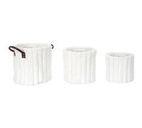 3 paniers gigognes effet fourrure blanc avec poignée - - ALTOBUY Blanc