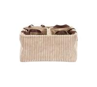 3 paniers gigognes en velours côtelé taupe avec poignée - -