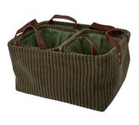 3 paniers gigognes en velours côtelé vert avec poignée - -