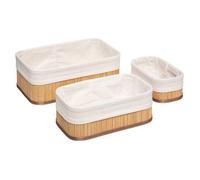 3 paniers ""Vannerie"" tissu blanc bambou - 5 five simply smart