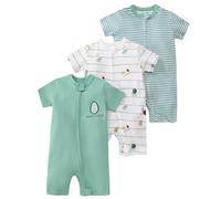 3 Paquet Bébé Manche Courte Barboteuse Pyjama Fermeture éclair Nourrisson Combinaison 100 Coton Été GrenouillèRes Dessin Animé Dors Bien 9-12 Mois