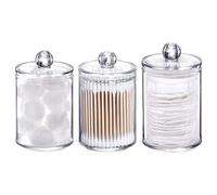 3 Paquet Porte-Tampon en Coton-Tige Support De Coton-Tige Maquillage Boite Coton-Tige Transparente Boîtes Rangement Cosmétiques avec Couvercle pour Cotons-tiges, Boules De Coton, Tampons Cosmétiques