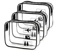 3 Paquet Trousse de Toilette Transparente, Trousse Voyage, PVC Pochette Transparente Voyage Trousse de Toilette pour Hommes, Femme