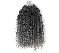 3 paquets de cheveux au Crochet Goddess Locs, perruques bou s de Style Boho River de 14 pouces for femmes, cheveux tressés synthétiques légers Wear and Go(1B/Grey)