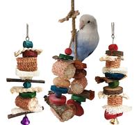 3 paquets de jouets à mâcher pour oiseaux, jouets pour perruches en bois naturel, jouets pour cage suspendue pour perroquets, perchoir pour oiseaux, support