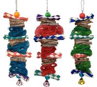 3 paquets de Perruche Jouets en bois naturel Perroquet Jouets suspendus Cage Oiseau Perchoir Stand Pour Petit Oiseau Perruche Cacatoès Perroquet Lovebird