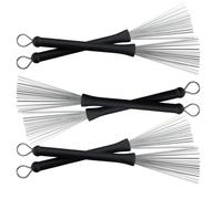 3 Par Baguettes de Batterie Percussion Balais Drum Sticks Brushes Jazz Blues Set