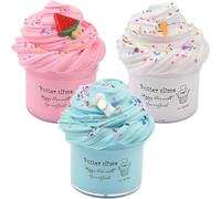 3 PC Butterschleim Set - Superweicher DIY-Spaß für Kinder (70 ML Pro Stück, Nicht klebrig & sicher), Fluffy Butter Slime Set, Fun Crystal Slime Kit, Spielzeug für Jungen & Mädchen