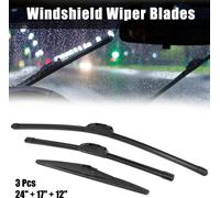 3 Pcs 24" 17" 12" Avant Pare-brise Essuie-glace Lames Ensemble Noir