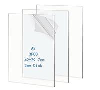 3 Pcs acryliques transparentes 42 x 29cm, 2mm d'épaisseur, Feuille de plastique plaque, Panneau acrylique pour cadres photo en verre, projets de bricolage