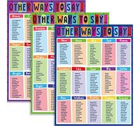 3 Pcs Affiches Éducatives Anglais Autres Façons de Dire Affiche Synonymes Tableaux d'Apprentissage de Grammaire pour Décoration de Collège Élémentaire Classe Salle de Jeux, 17 x 22 Pouces