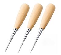 3 PCS Alènes Manche Bois, Alène en Cuir, Outil de Perçage Manuel pour Couture et Travail du Cuir, Poinçon Artisanat DIY pour Marquage Réparation Tissu Papier et Projets Créatifs