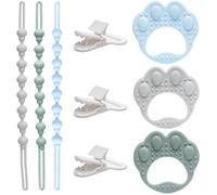 3 Pcs Attache Tetine Silicone,Accroche Tetine Bebe,Attache-Tétines En Silicone Pour Garçon Et Fille,Attaches Tétine Clip De Sucette,Avec 2 Anneaux De Dentition,Cadeau Pour Nouveau-Né