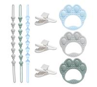 3 Pcs Attache Tetine Silicone, Accroche Tetine Bebe, Attache-tétines en Silicone pour Garçon et Fille, Attaches Tétine Clip de Sucette, avec 2 Anneaux de Dentition, Cadeau pour Nouveau-né