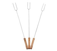 3 PCS Barbecue Forks, bâtons de torréfaction en Acier Inoxydable pour Le Camping, fourchettes de Barbecue à Longue poignée en Bois pour Guimauve, Hot-Dog, Saucisse