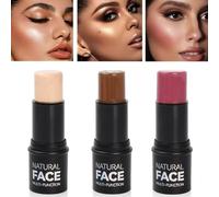 3 Pcs Bâton de Maquillage Visage, Longue Durée Lisse Fard À Joues Contouring Highlight Crème Stick, Ensemble de Bâton Maquillage Contour Surligneur Contournez Facilement pour Cheek Yeux