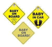 3 Pcs Bébé à Bord Signe pour Voiture Autocollant Avertissement de Sécurité Bébé Signe Magnétique Panneaux Baby on Board avec Ventouse et Auto-adhésif 3 modèles