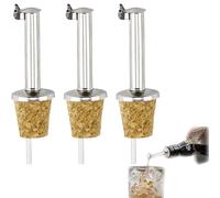 3 PCS Bec Verseur Inox avec Clapet pour Bouteilles de Huile Olive ou Vin Vinaigre,Becs Verseurs,Bouchon Verseur Huile D'olive,Bec Verseur Réutilisable avec Bouchon en Liège Naturel et Tube d’Aération.