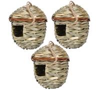 3 PCS Bird House, nid de colibris pour extérieur Suspendu 5,5x6 '' Hay à Oiseaux tissé nid d'oiseau Respirant pour la Charmante décoration de Jardin abri