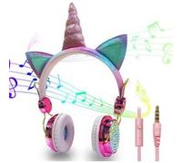 3 pcs bleutooth Casque Ecelen Mignon licorne filaire avec Microphone filles musique stéréo écouteur ordinateur joueur de jeu enfants cadeau G