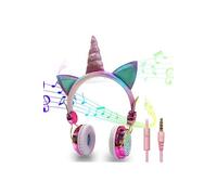 3 pcs bleutooth Casque Mignon licorne filaire avec Microphone filles musique stéréo écouteur ordinateur joueur de jeu enfants cadeau