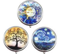 3 Pcs Boîte À Pilules Rondes En Metal,Boite Medicaments Journalier De Voyage Mini,Portable Médecine Pilulier Avec 3 Compartiments Amovibles,Vitamine Boîte Quotidienne Organisateur De Poche