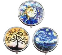 3 Pcs Boîte à Pilules Rondes en Metal, Boite Medicaments Journalier de Voyage Mini, Portable Médecine Pilulier avec 3 Compartiments Amovibles, Vitamine Boîte Quotidienne Organisateur de Poche