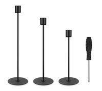 3 Pcs Bougeoirs Vintage, Porte-Bougie Colonne en Métal Noir, Chandeliers de Table pour Salle à Manger, Salon, Mariage, Décorations de Dîners Romantiques