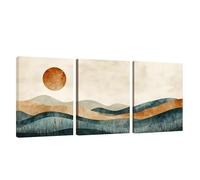 3 Pcs Cadre en Bois Impression sur Toile Abstrait Tableau Decoration Murale Montagne Poster Affiche Peinture Image sur Toile Tableau Decoration Murale Bain Salon Bureau Chambre, Cadeau 50x70cm U1-69