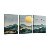 3 Pcs Cadre en Bois Impression sur Toile Abstrait Tableau Decoration Murale Montagne Poster Affiche Peinture Image sur Toile Tableau Decoration Murale Bain Salon Bureau Chambre, Cadeau 30x40cm U1-68